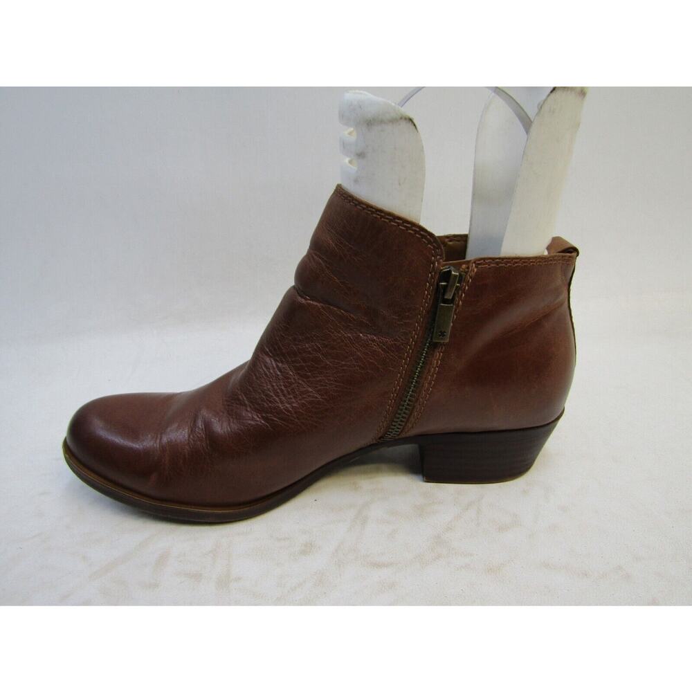 Lucky Brand Womens Sz 9.5 M Brown Leather Double Zip Ankle Fashion Boots Bootie - Picture 2 of 10